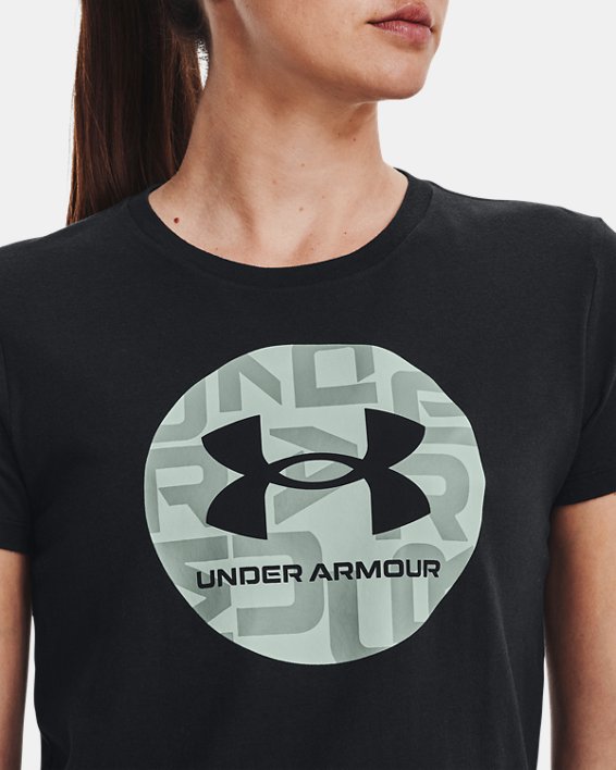 Women's UA Circle Wordmark Short Sleeve in Black image number 3